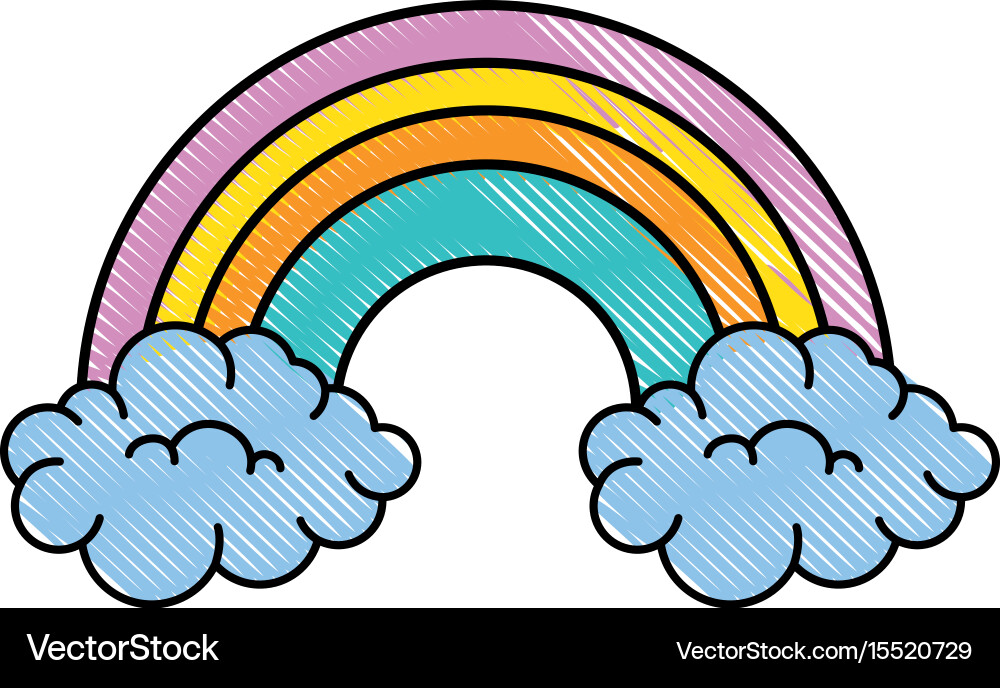 Rainbow with clouds icon Royalty Free Vector Image