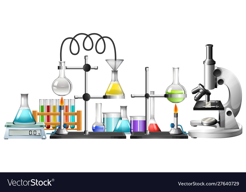 Science equipments on white background Royalty Free Vector