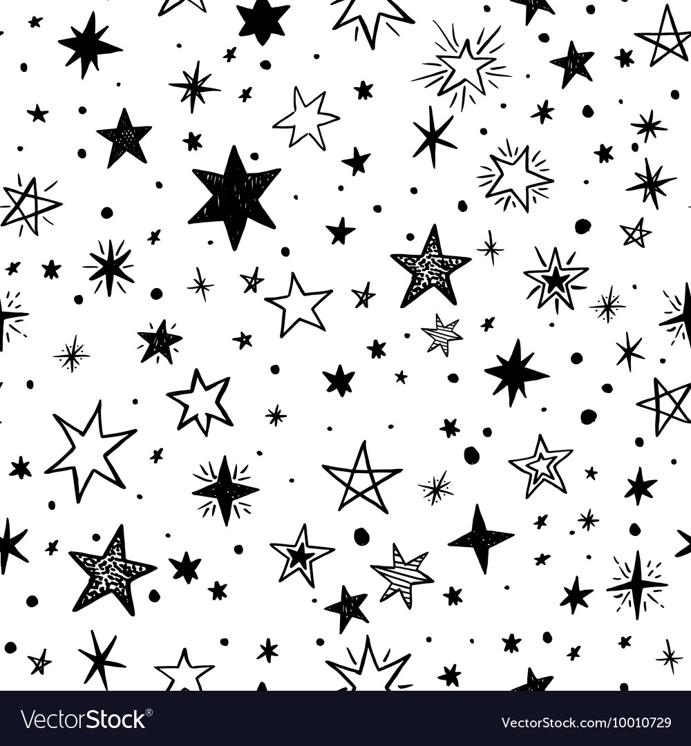 Seamless pattern with handdrawn stars Royalty Free Vector