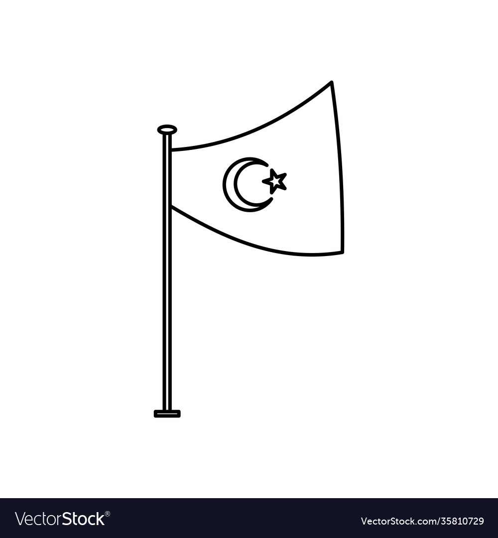 Turkey flag icon line style Royalty Free Vector Image