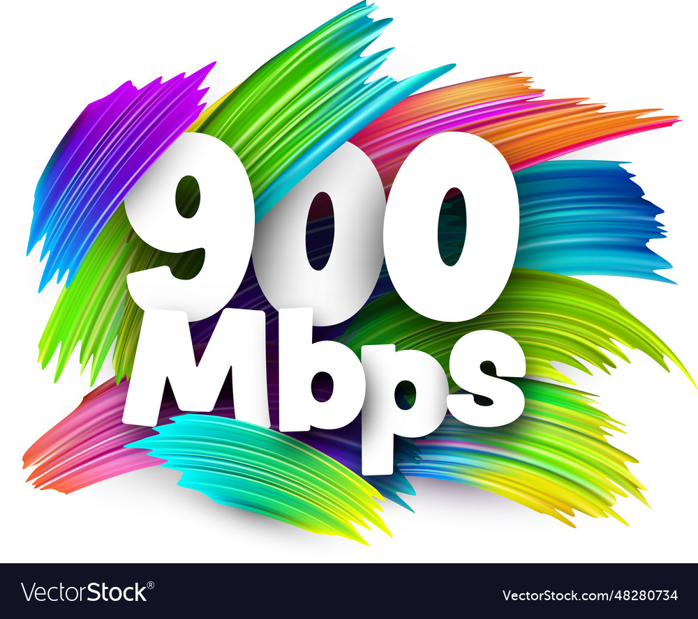 900 mbps paper word sign with colorful spectrum Vector Image
