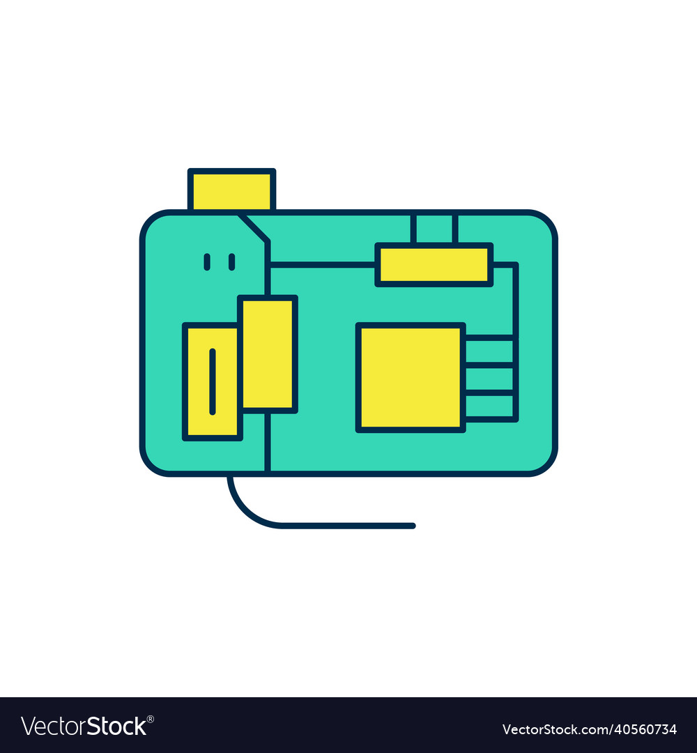Filled outline electronic computer components Vector Image