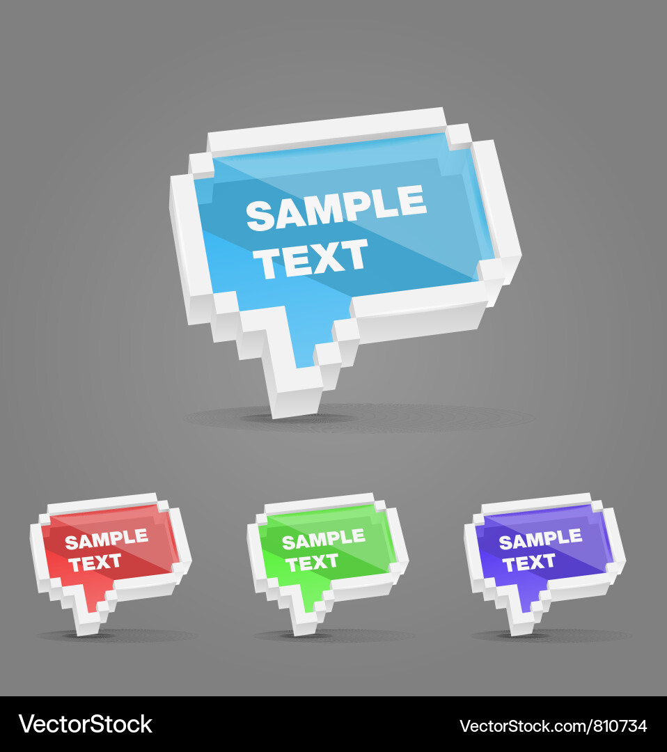 Pixel style bubbles set Royalty Free Vector Image