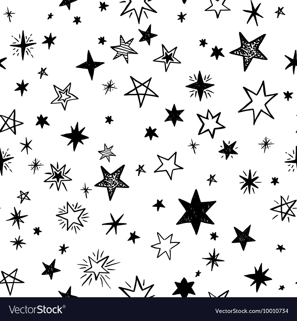 Seamless Pattern With Handdrawn Stars Royalty Free Vector