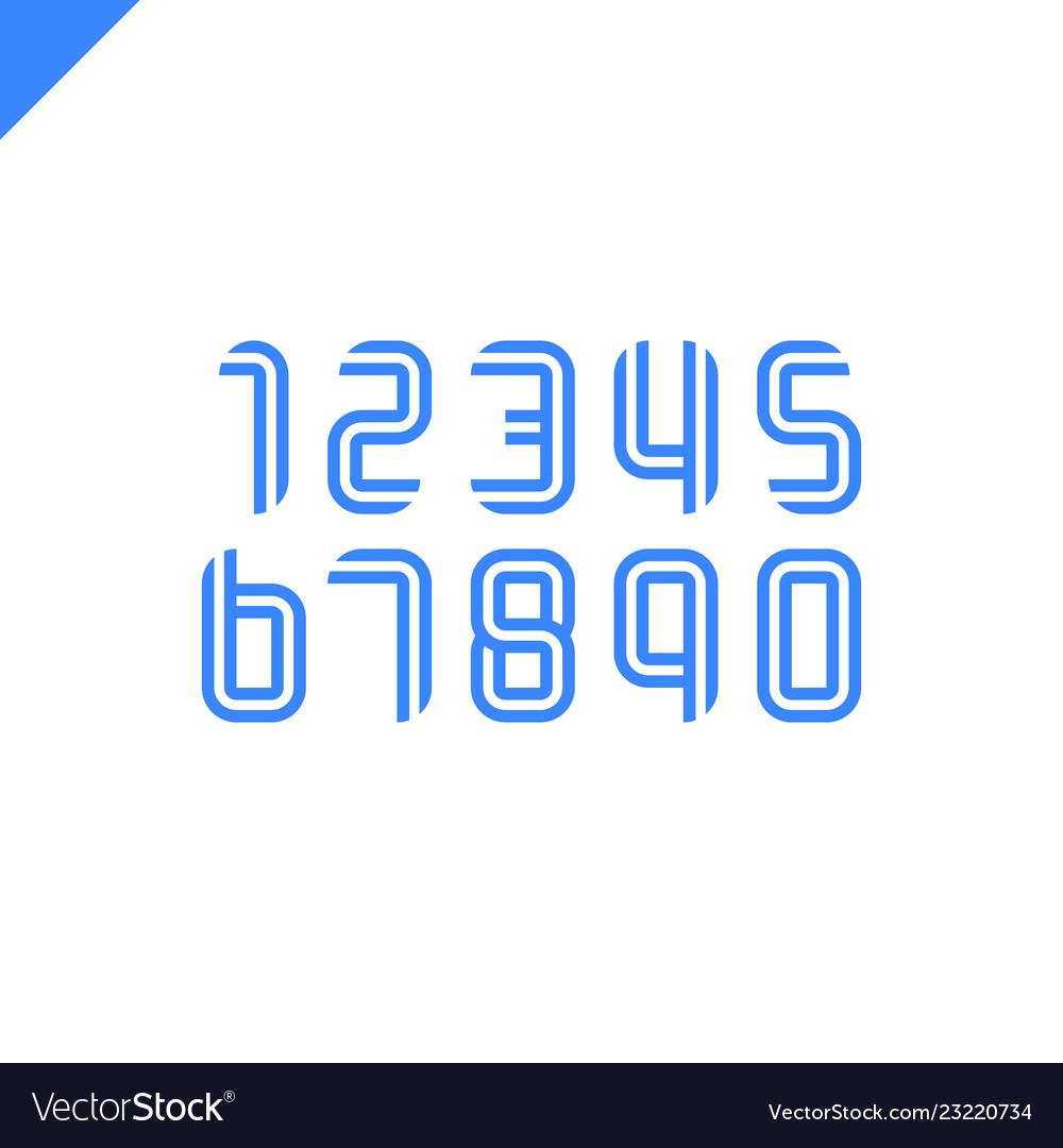 sport font numbers set logos formed by parallel vector image