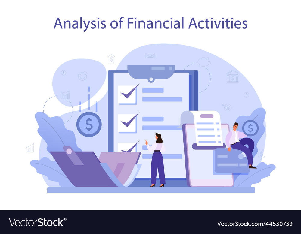 Analysis of financial activities business Vector Image