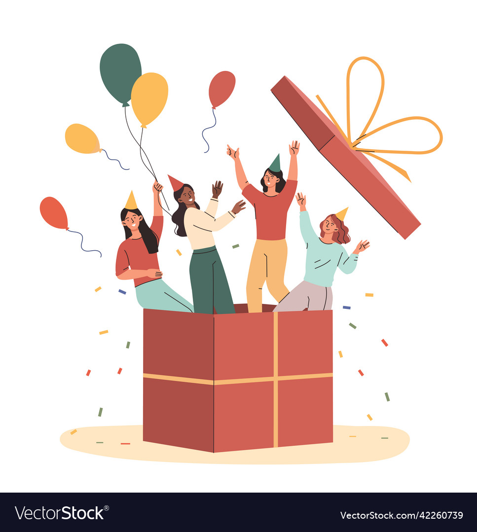 Friends prepared surprise Royalty Free Vector Image