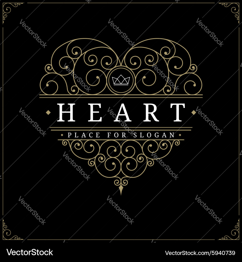 Heart vintage luxury logo template Royalty Free Vector Image