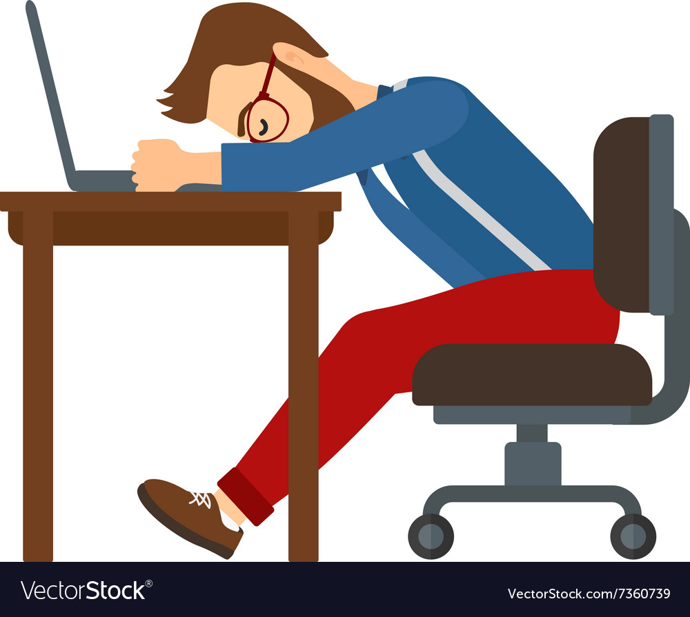 Man sleeping on workplace Royalty Free Vector Image