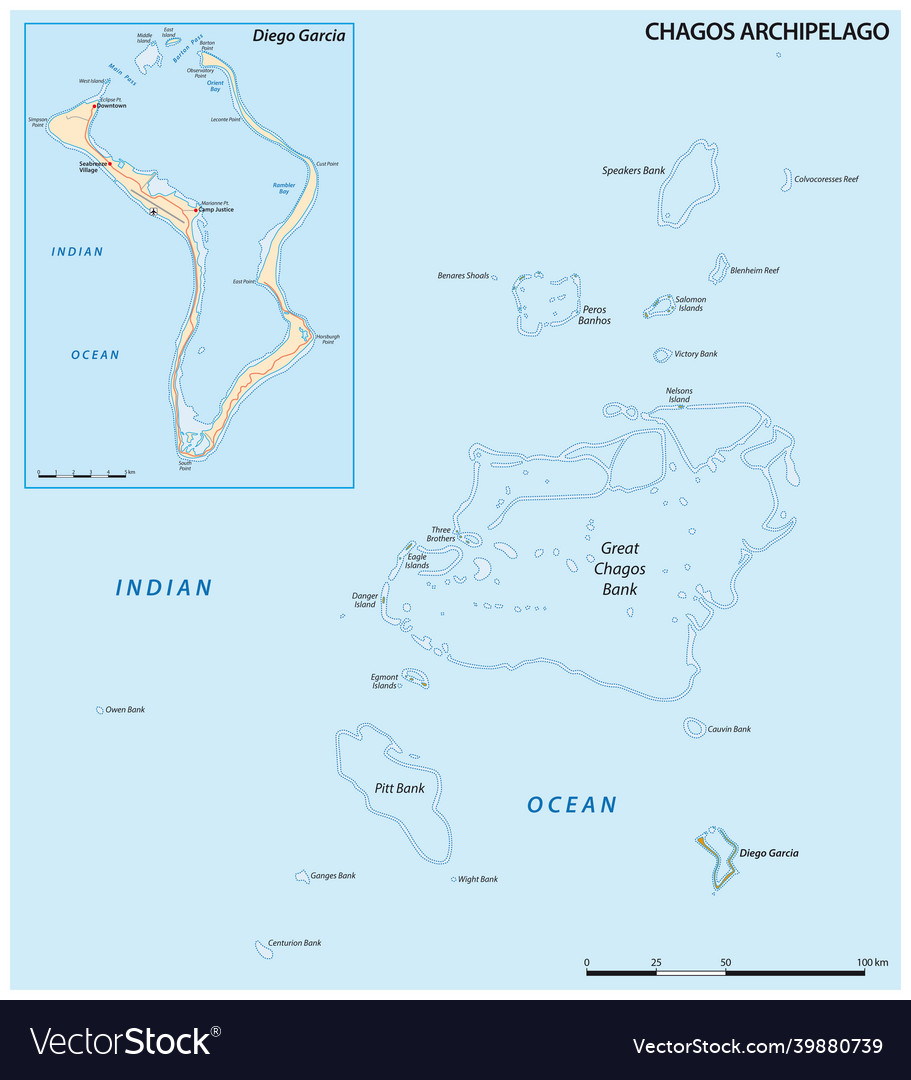 Map of the chagos archipelago uk Royalty Free Vector Image