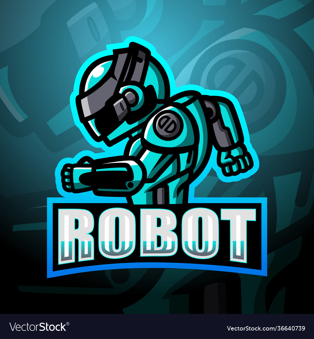 Robot mascot esport logo design Royalty Free Vector Image