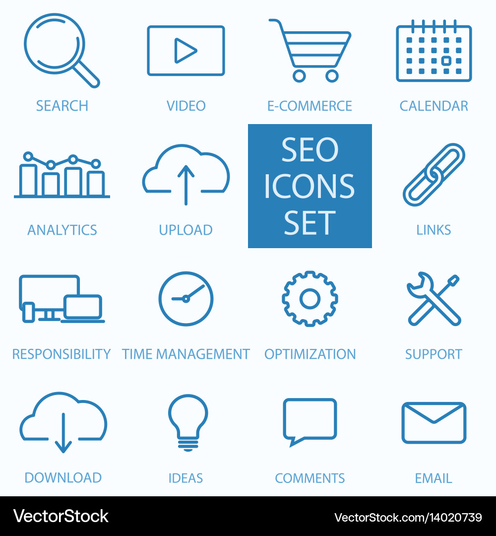 Thin line seo and web optimization icon Royalty Free Vector