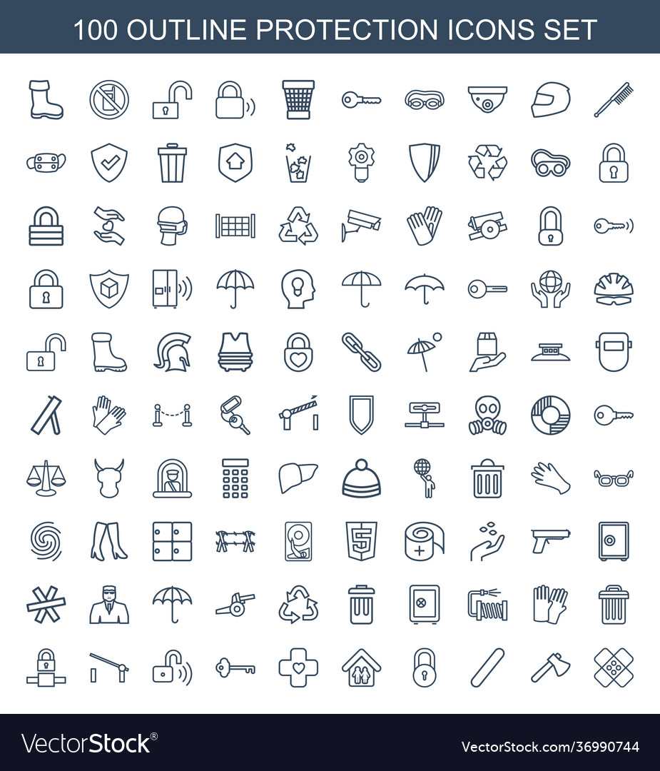 100 protection icons Royalty Free Vector Image