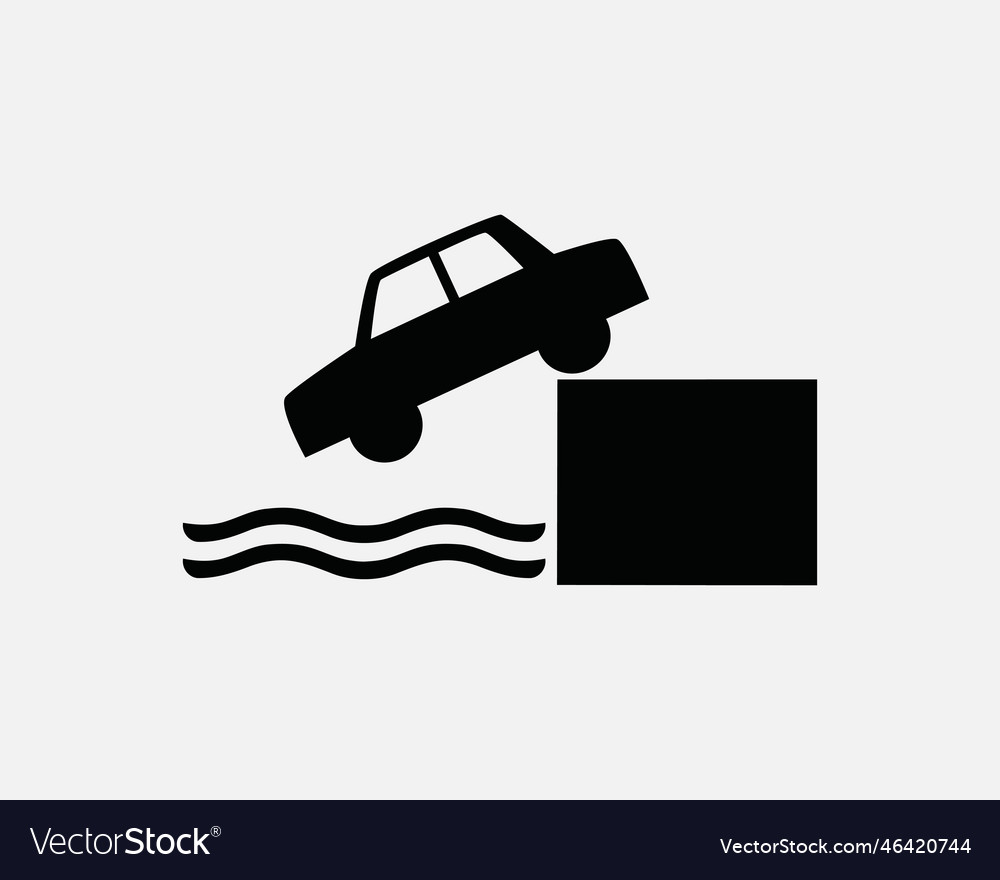 Car drive off cliff icon Royalty Free Vector Image