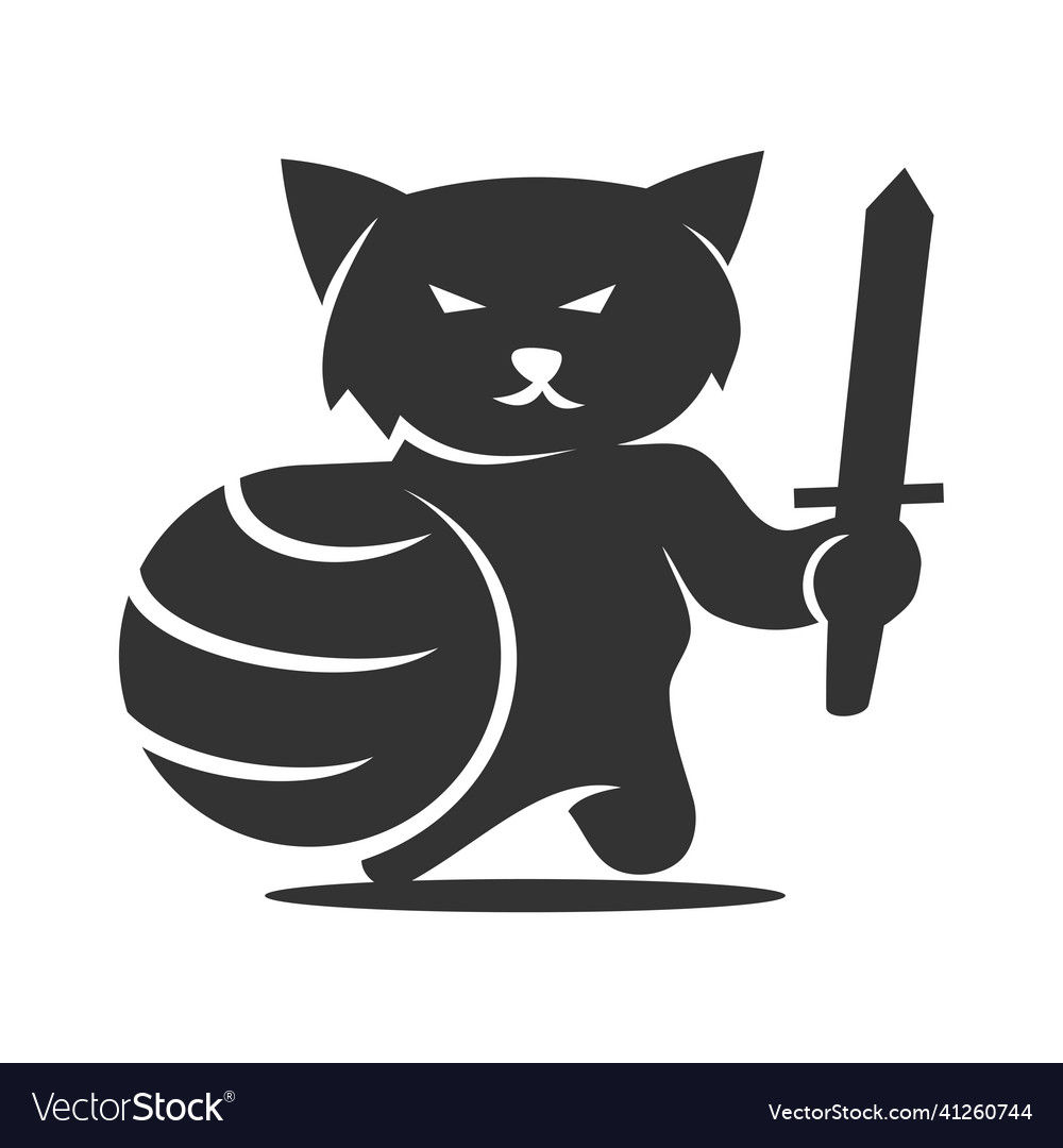 Cat warrior icon brand identity Royalty Free Vector Image