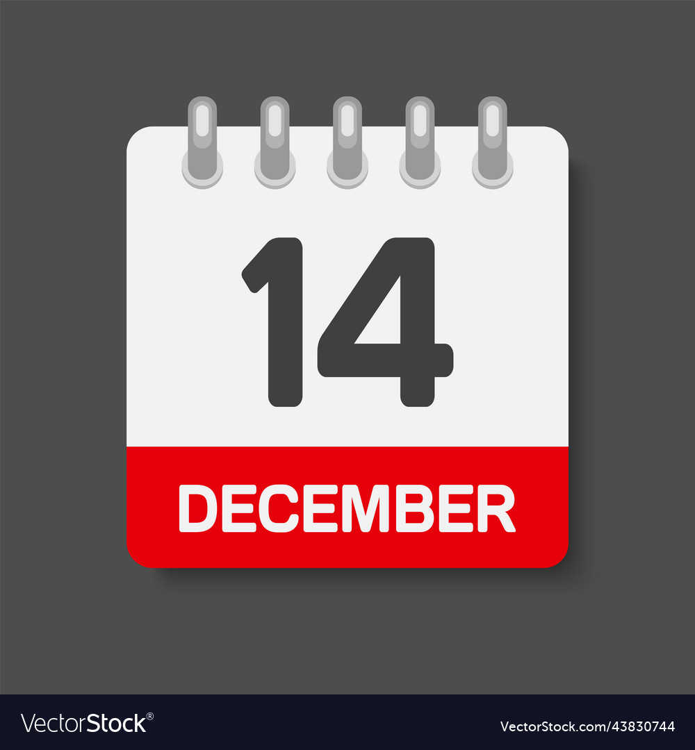 Icon day date 14 december template calendar page Vector Image