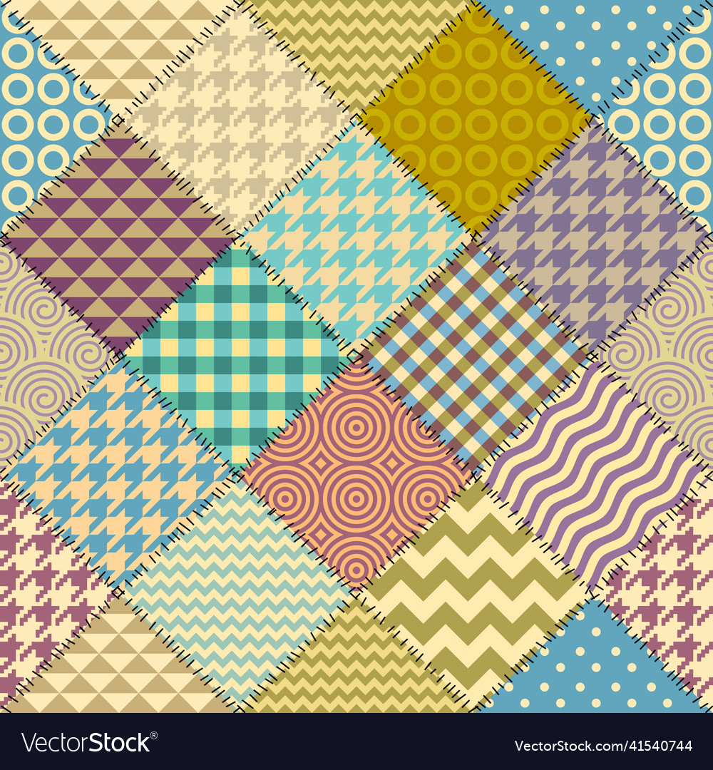 Patchwork textile pattern seamless quilting Vector Image