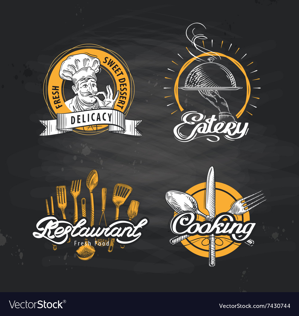  Restaurant logo design template cafe or Royalty Free Vector