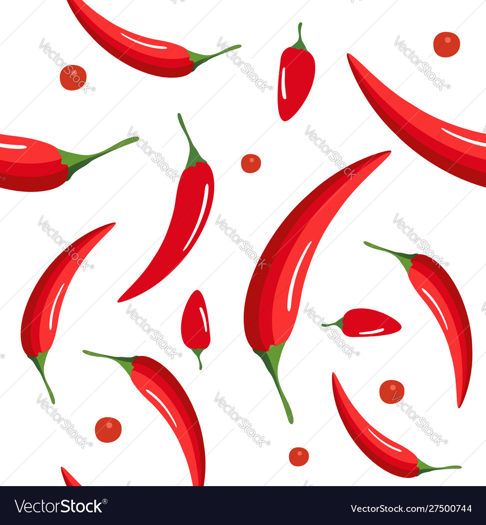 Seamless pattern on white background with chilli Vector Image