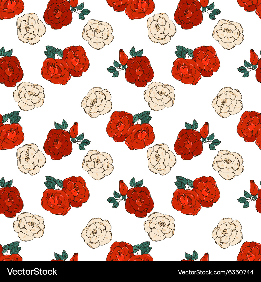 Seamless pattern with roses Royalty Free Vector Image