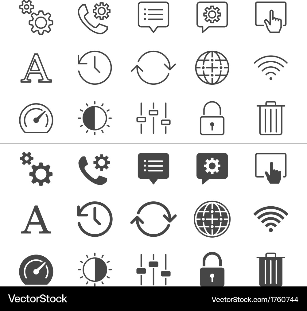 Setting icons thin Royalty Free Vector Image - VectorStock