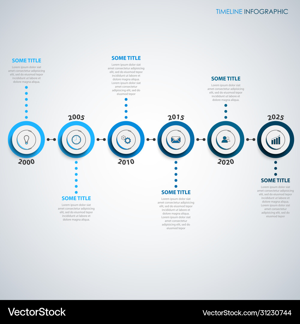 Time line info graphic with round pointers Vector Image