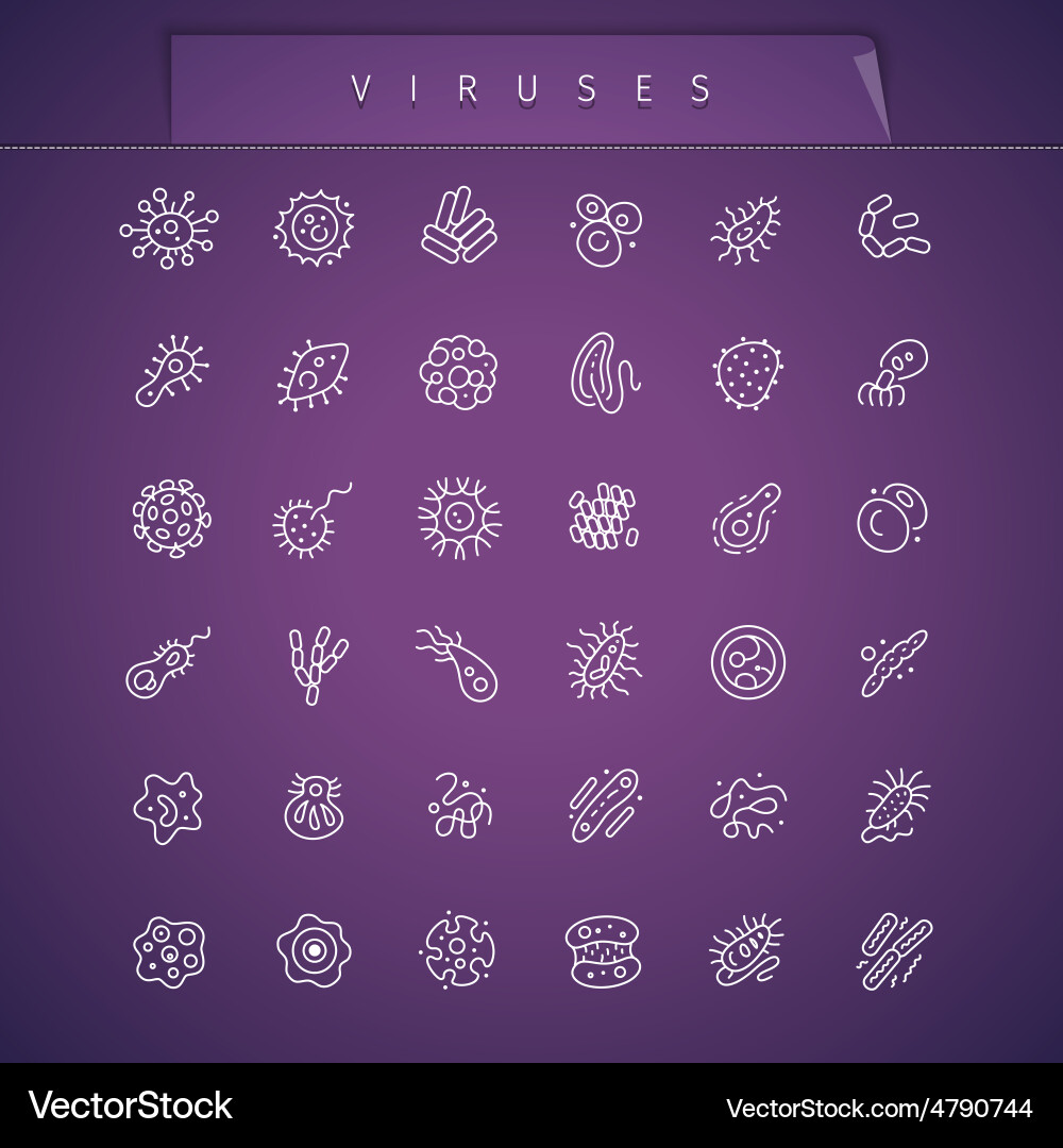 Viruses Thin Icons Set Royalty Free Vector Image