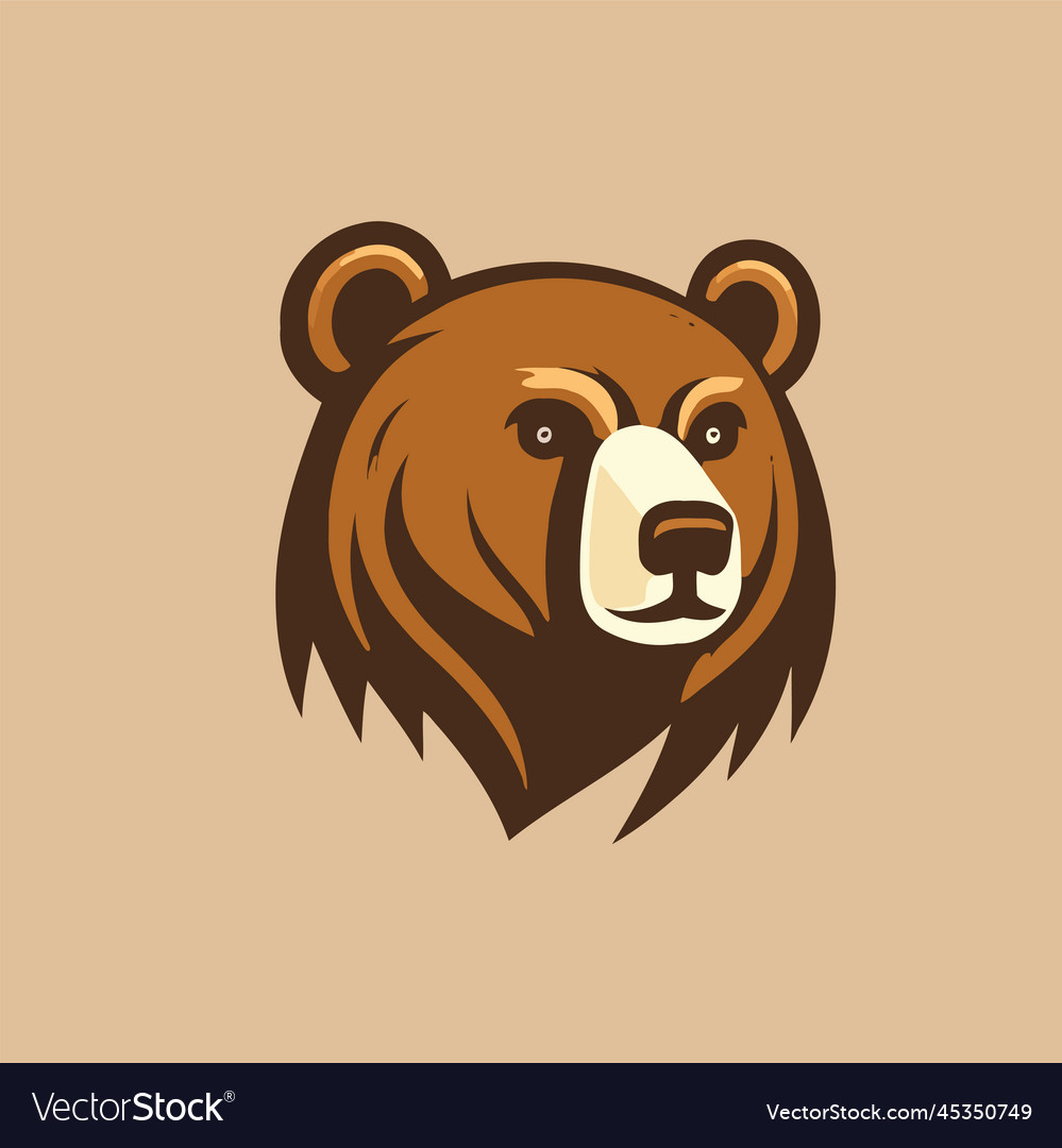 Grizzly bear head logo symbol design template Vector Image