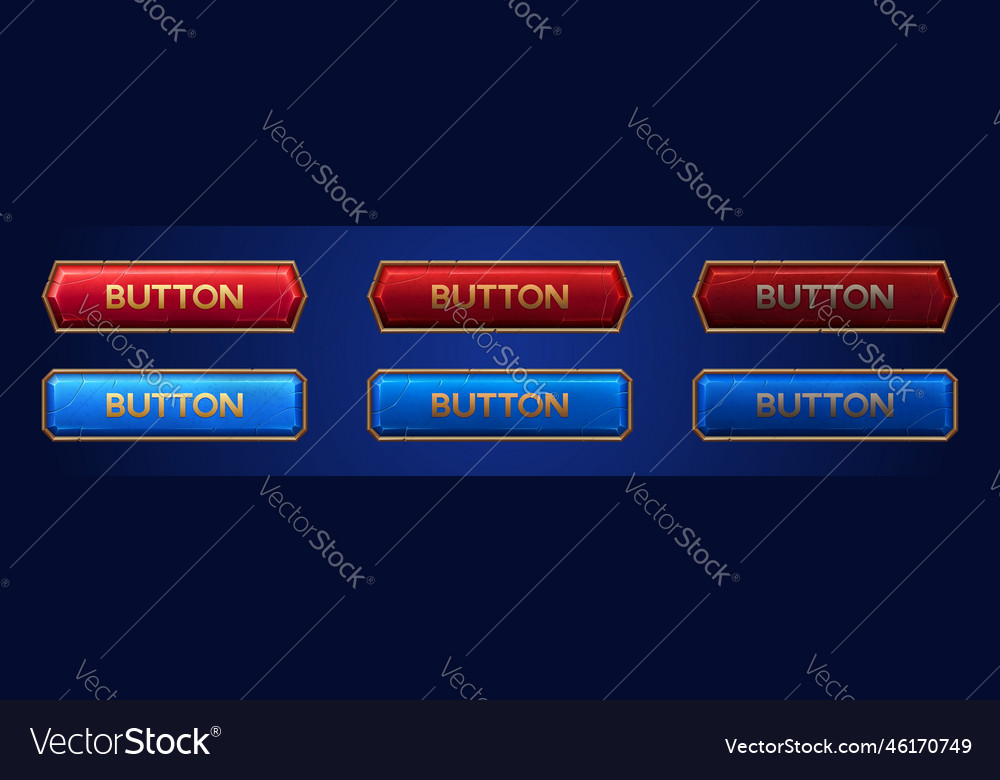 Medieval ui game sprite button with gold border Vector Image