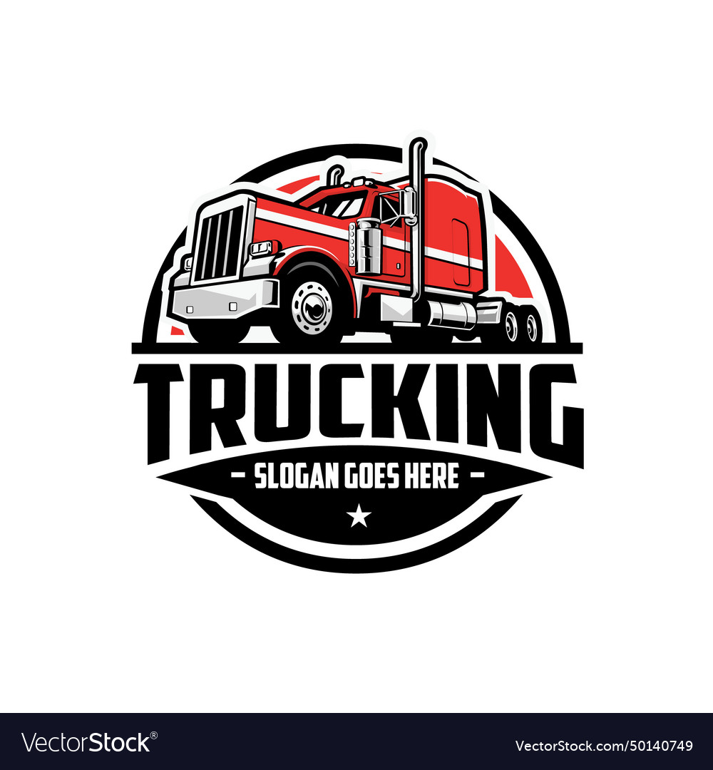 Trucking company emblem logo isolated Royalty Free Vector