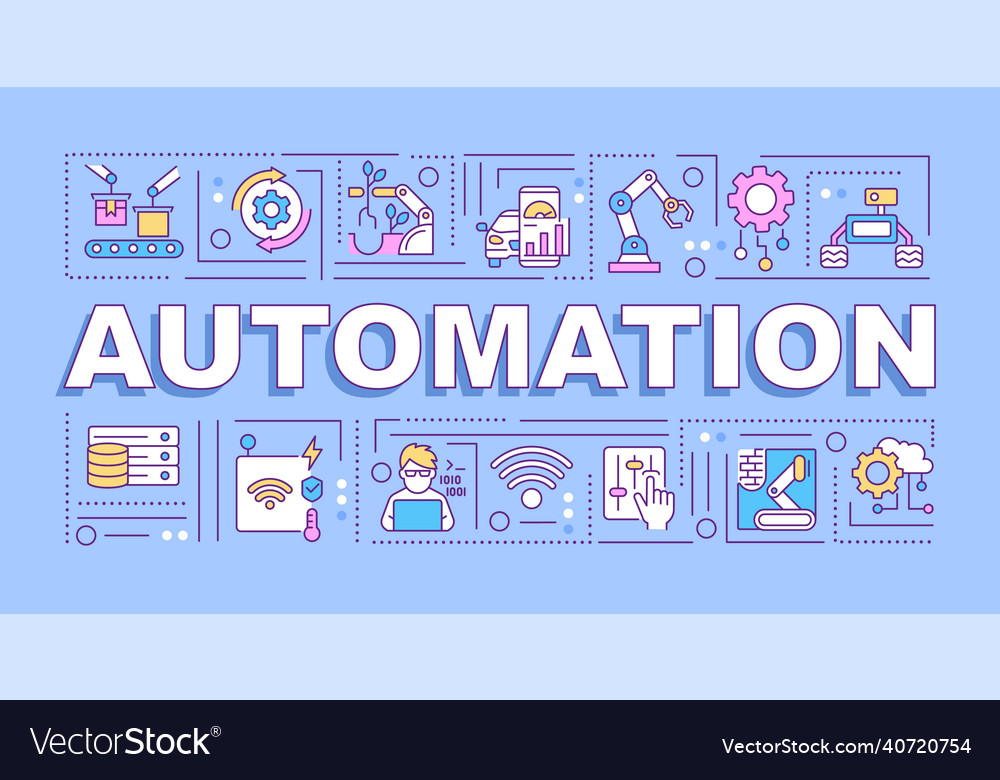 Automation word concepts blue banner Royalty Free Vector