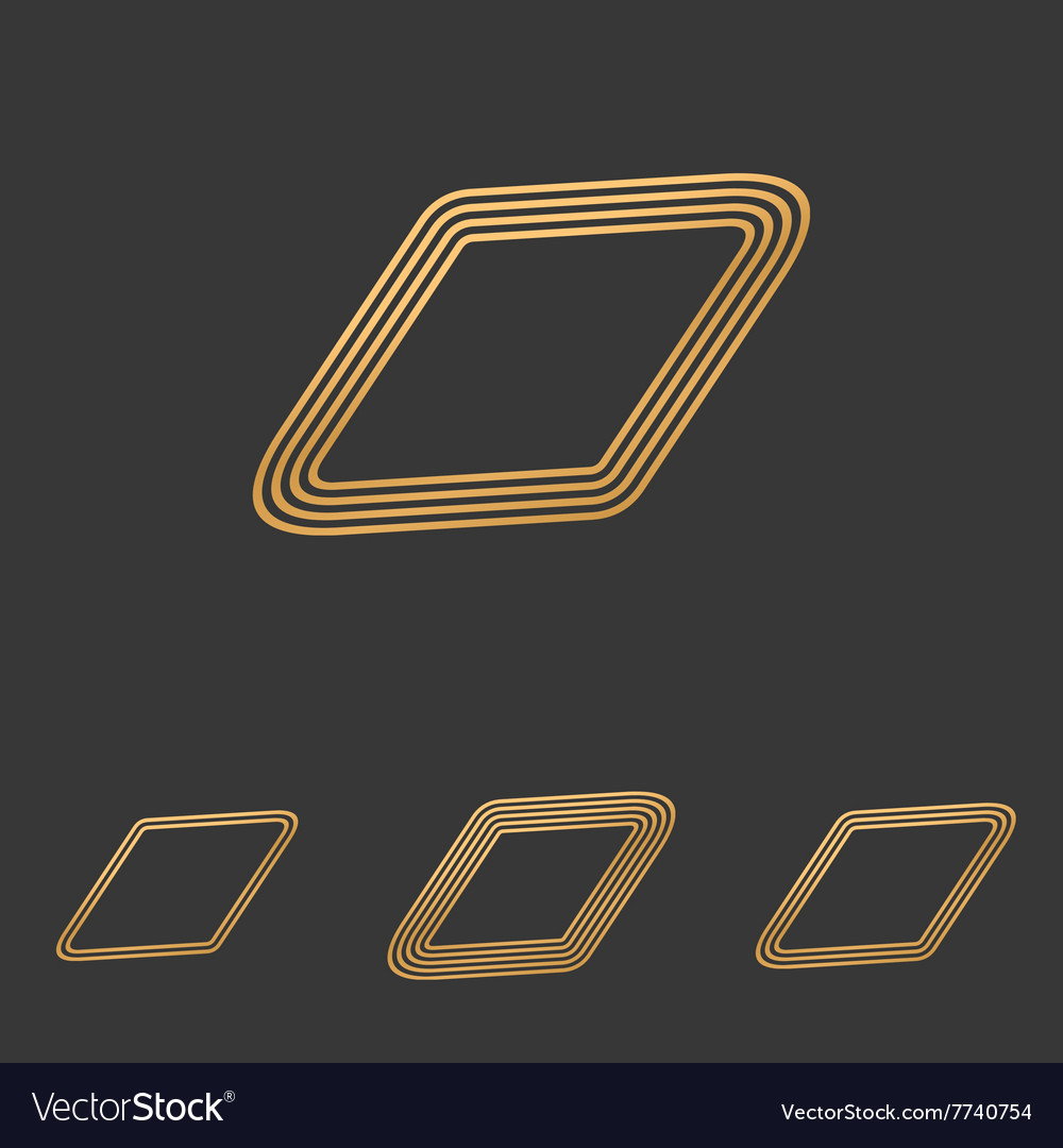 Bronze line rhombus logo design set