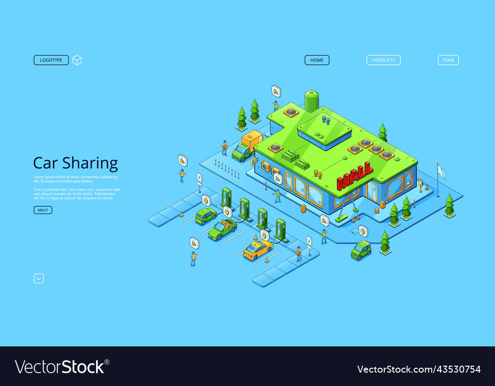 Car sharing isometric landing page web banner Vector Image