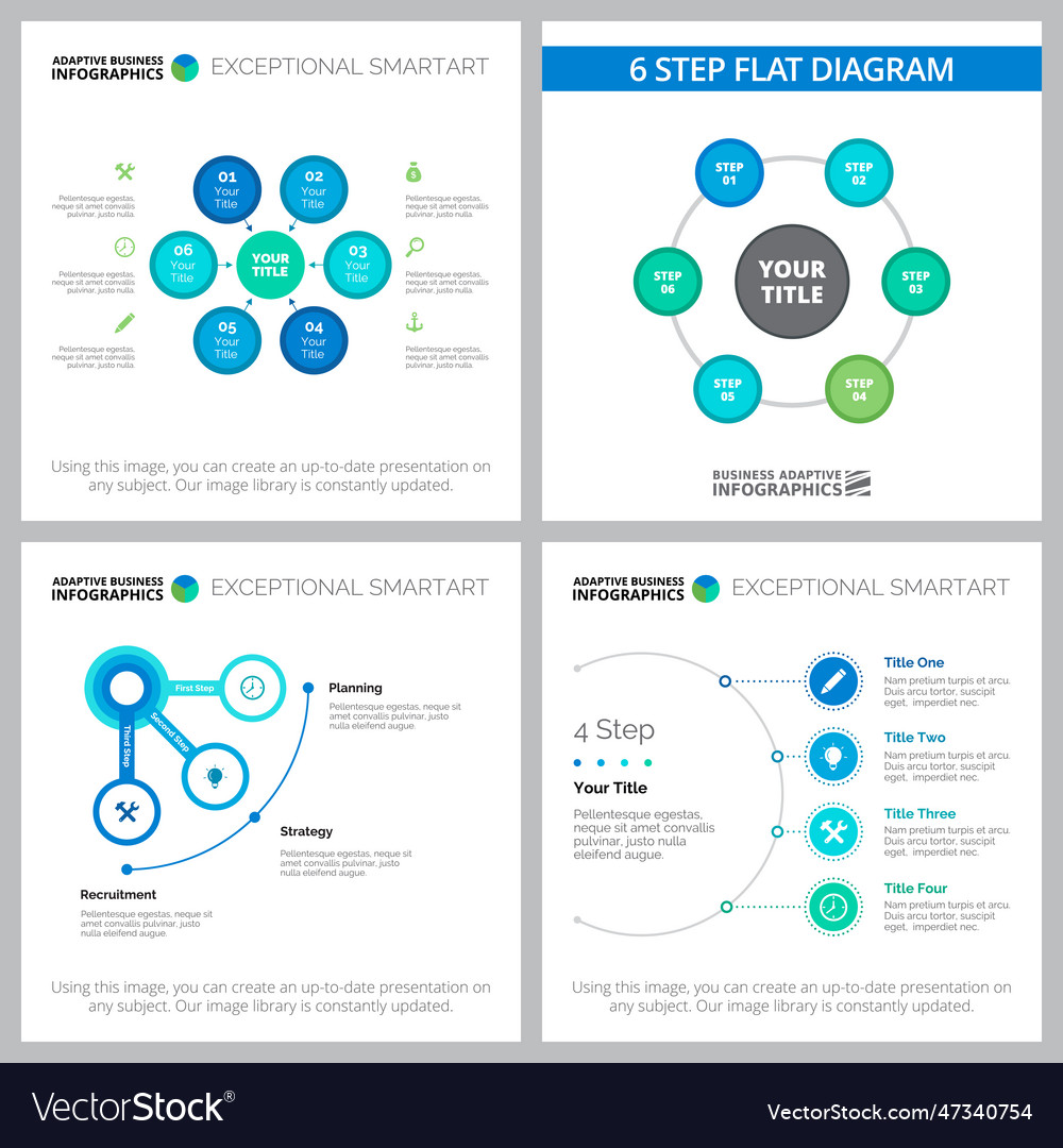 Collage of colorful original business infographic Vector Image