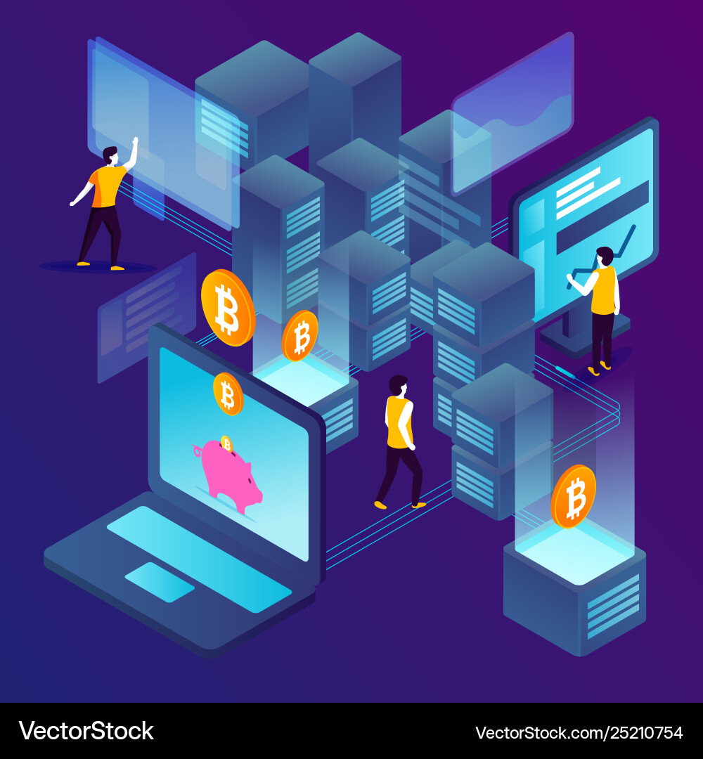 Concept cryptocurrency mining Royalty Free Vector Image