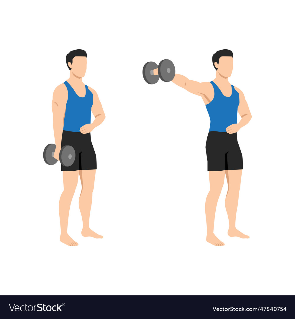 Man doing one arm side lateral raises shoulder Vector Image