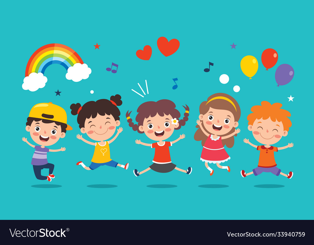 Happy little children having fun Royalty Free Vector Image