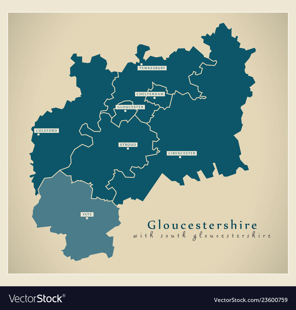 Modern map - gloucestershire county with south Vector Image