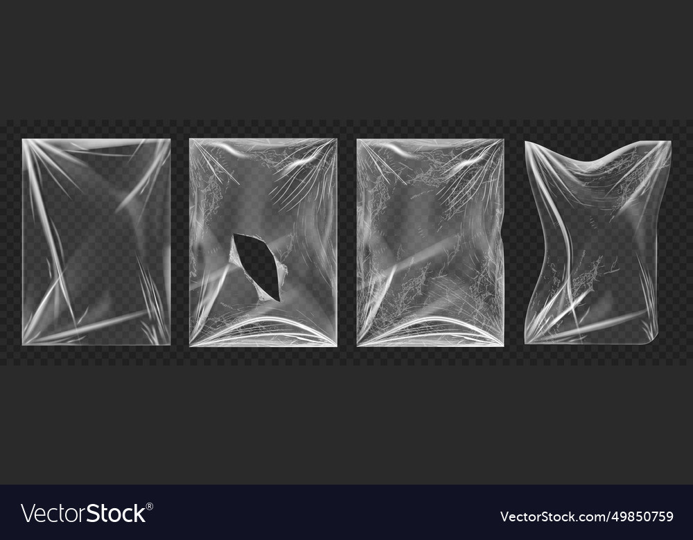 Torn and deformed crumpled plastic material bag Vector Image