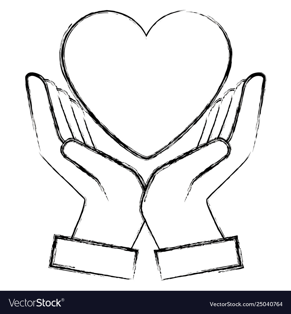 Hands with heart cardiology Royalty Free Vector Image