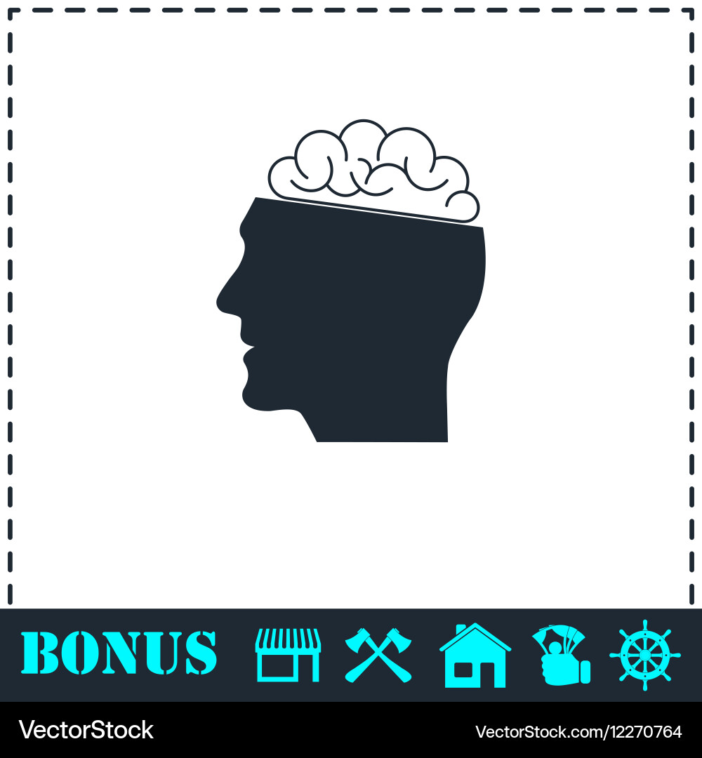 Human brain icon flat Royalty Free Vector Image