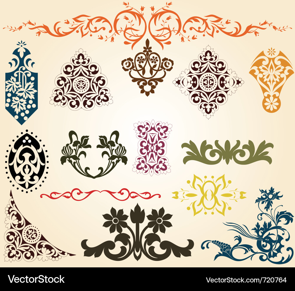 Ornaments set Royalty Free Vector Image - VectorStock