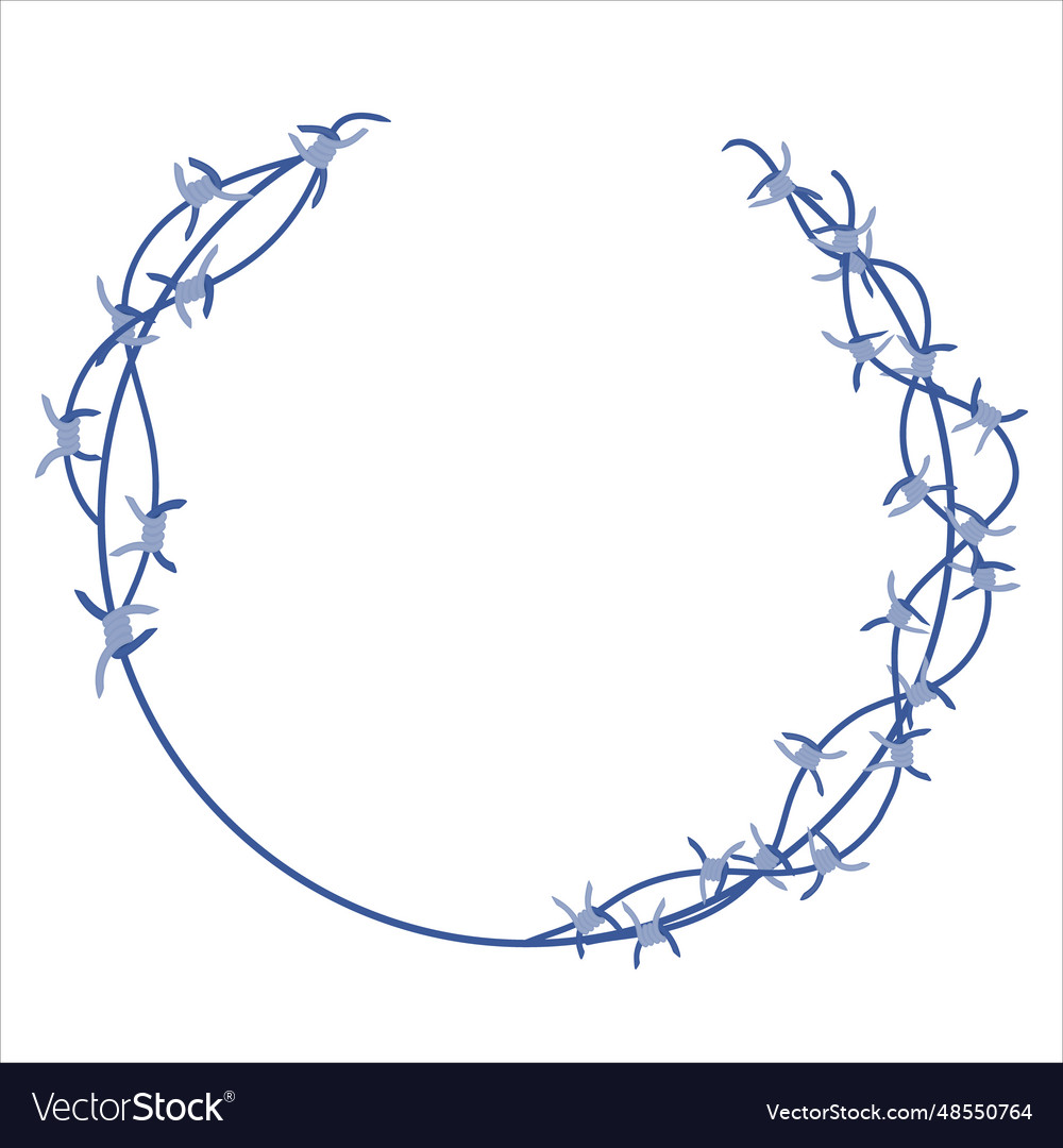 Sharp barbed wire fence barrier frame Royalty Free Vector