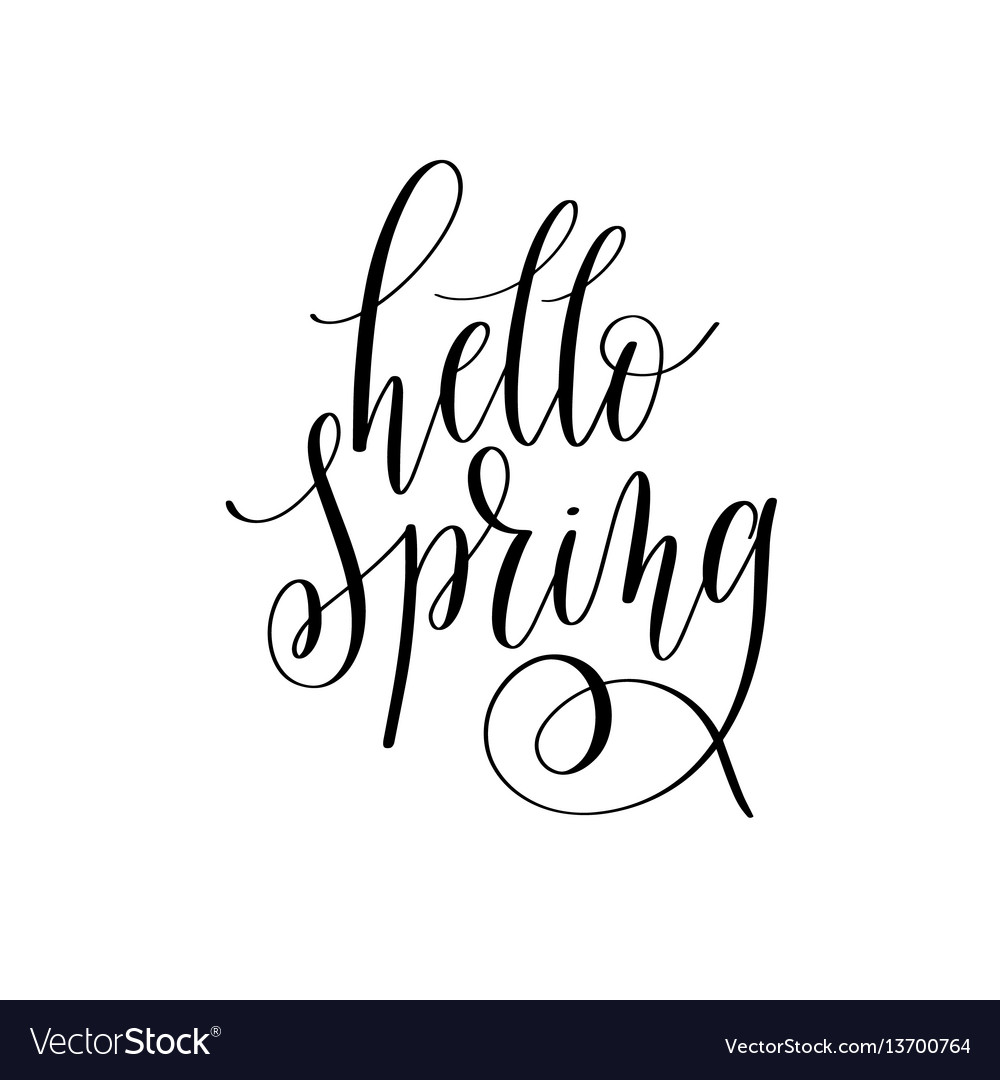 Spring black and white hand written lettering Vector Image