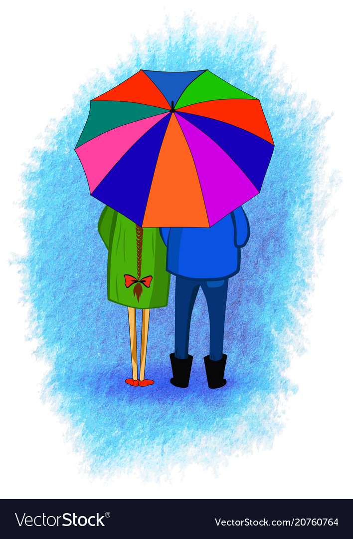 Young couple under the umbrella Royalty Free Vector Image