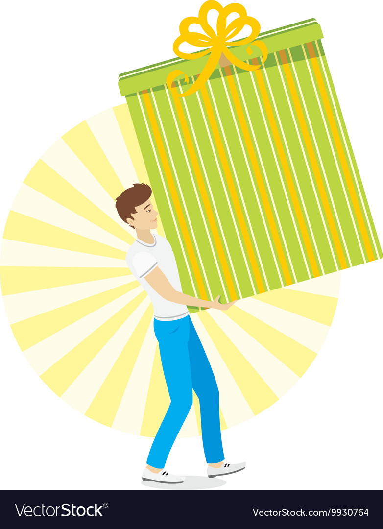Young Men With Great Gift In Hand Royalty Free Vector Image Young Men With Great Gift In Hand Vector Image