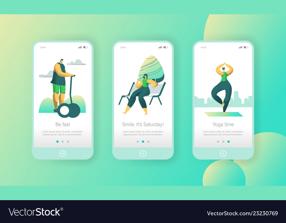 Active weekend lifestyle mobile app onboard screen