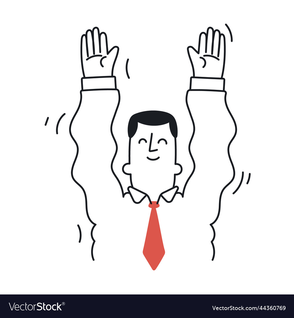 Businessman celebrating success outline linear Vector Image