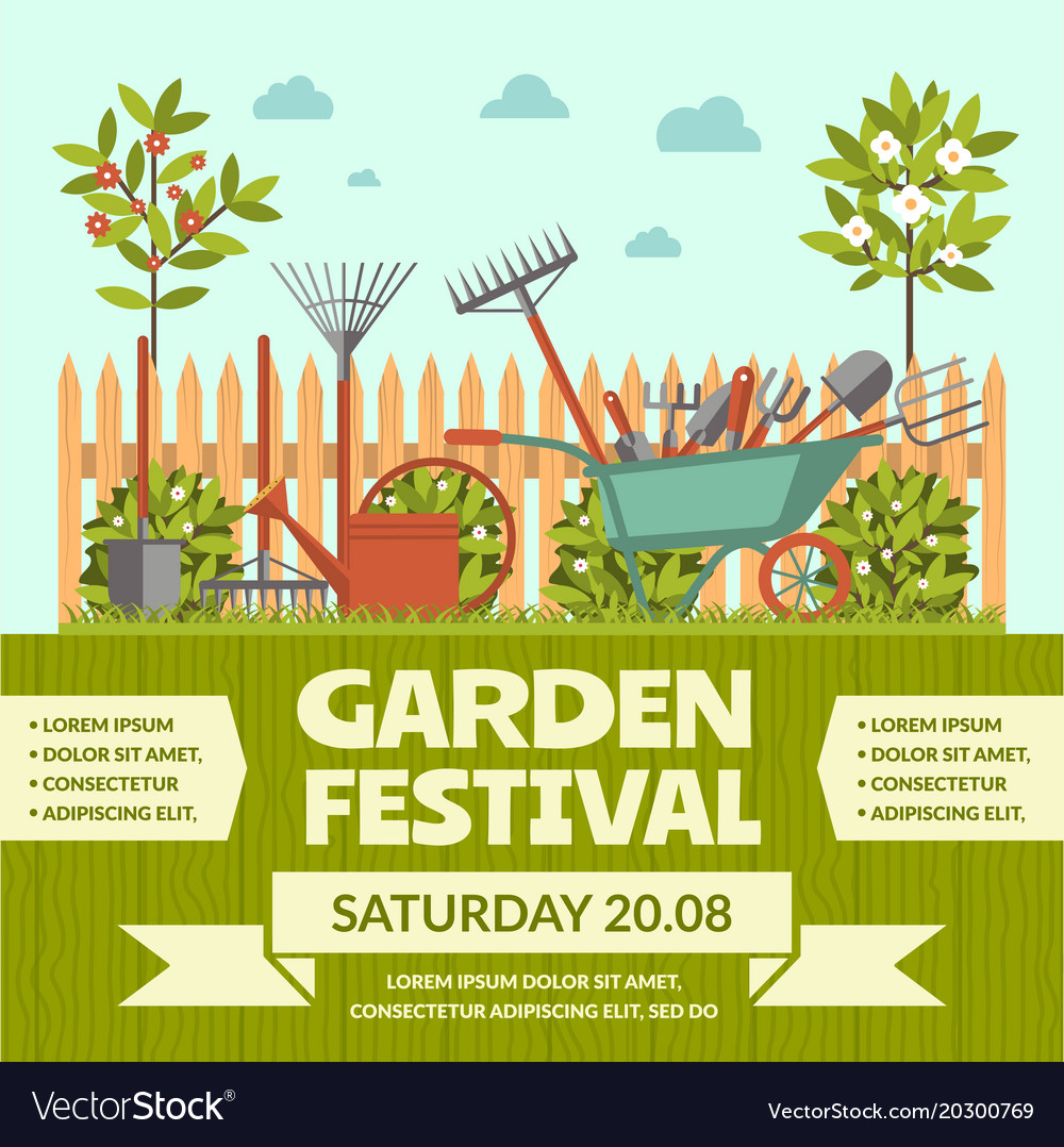 Garden festival colorful poster Royalty Free Vector Image