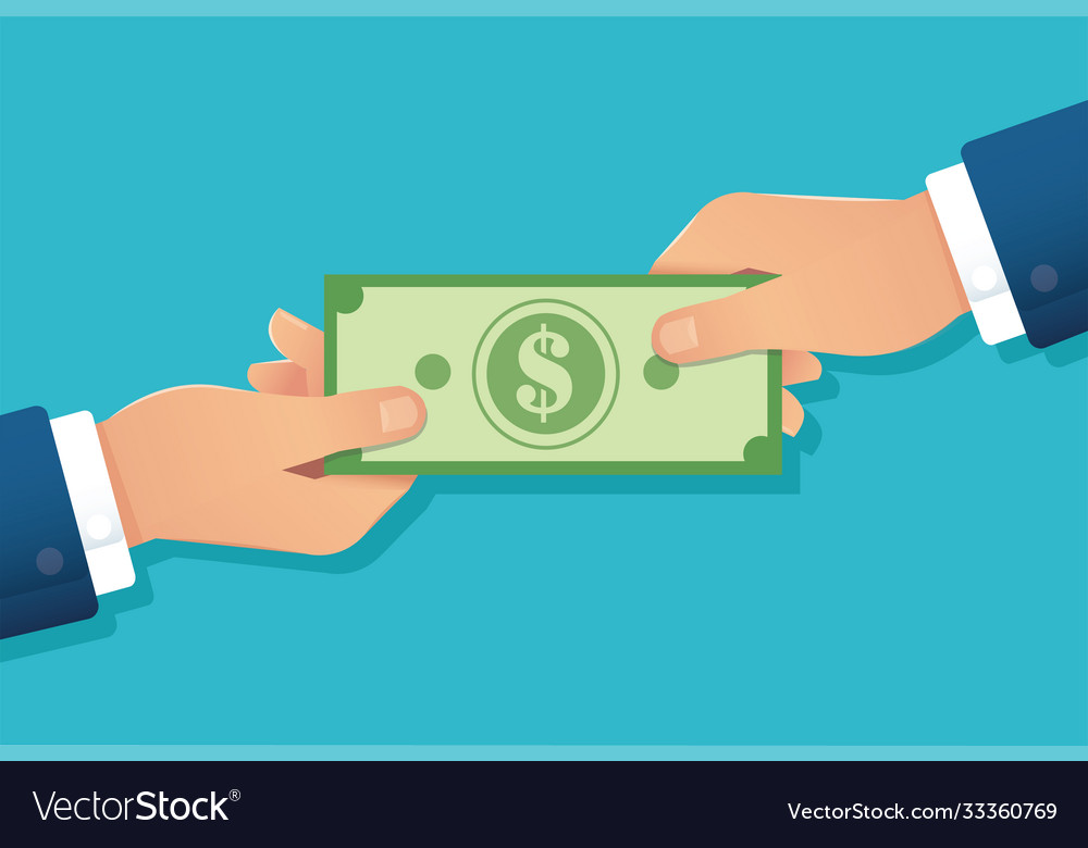 Hand holding dollar bill eps10 Royalty Free Vector Image